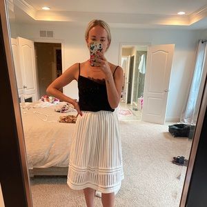 H&M white lace midi skirt